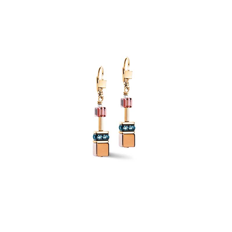 Coeur de Lion GeoCube® Pale Rainbow, Bronze Metallic & Gold Gold Earrings